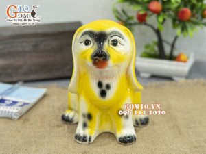 Chó sứ tiết kiệm vàng, cao 18cm