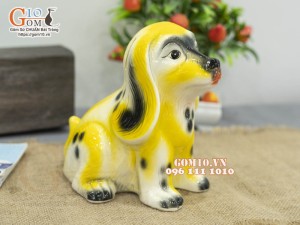 Chó sứ tiết kiệm vàng, cao 18cm