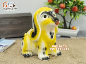 Chó sứ tiết kiệm vàng, cao 18cm