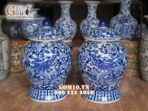 Chóe đại men rong cổ vẽ Rồng tiến vua 40 Lít ( Hàng vẽ tay )