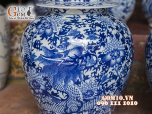 Chóe đại men rong cổ vẽ Rồng tiến vua 40 Lít ( Hàng vẽ tay )