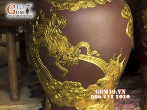 Chóe gốm đất đỏ vẽ rồng 50L , bọc đồng