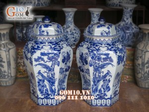 Chóe men rong cổ lục giác ( Hàng vẽ tay )