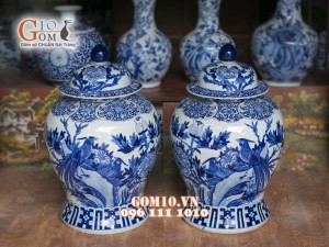 Chóe men rong cổ vẽ cảnh Chim Hoa 40 Lít ( Hàng vẽ tay )