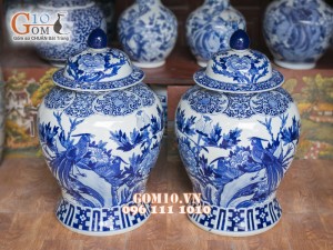 Chóe men rong cổ vẽ cảnh Chim Hoa 40 Lít ( Hàng vẽ tay )