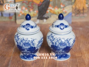 Chóe men rong cổ vẽ hoa sen 1,2 lít ( Hàng vẽ tay )