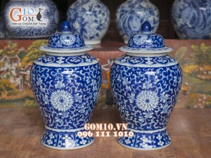 Chóe men rong cổ vẽ hoa sen dây 15 Lít ( Hàng vẽ tay )