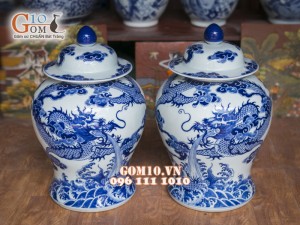 Đôi chóe men rong cổ vẽ Rồng 15 Lít ( Hàng vẽ tay )
