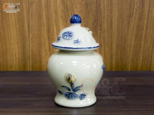 Chóe thờ men hoàng tộc đắp nổi Sen, cao 14cm