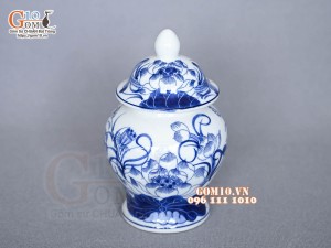 Chóe thờ men lam vẽ Sen Đại Cát, cao 15cm
