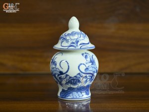 Chóe thờ men lam vẽ Sen Đại Cát, cao 13cm