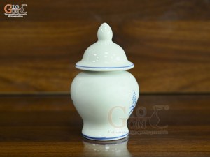 Chóe thờ men lam vẽ Sen Đại Cát, cao 13cm
