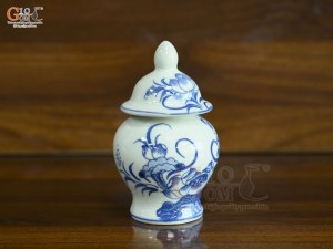 Chóe thờ men lam vẽ Sen Đại Cát, cao 13cm