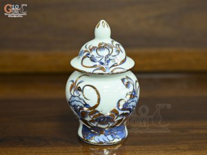 Chóe thờ men lam vẽ Sen Đại Cát vẽ vàng, cao 13cm