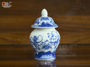 Chóe thờ men lam vẽ Sen Đại Cát, cao 15cm