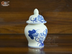 Chóe thờ men lam vẽ Sen Đại Cát, cao 15cm