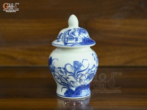 Chóe thờ men lam vẽ Sen Đại Cát, cao 15cm