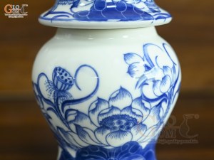 Chóe thờ men lam vẽ Sen Đại Cát, cao 15cm
