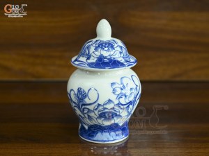 Chóe thờ men lam vẽ Sen Đại Cát, cao 15cm