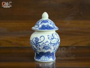 Chóe thờ men lam vẽ Sen Đại Cát, cao 17cm
