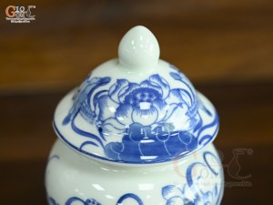 Chóe thờ men lam vẽ Sen Đại Cát, cao 17cm