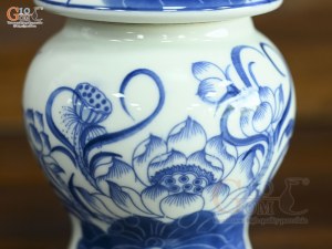 Chóe thờ men lam vẽ Sen Đại Cát, cao 17cm