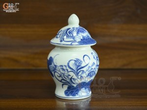 Chóe thờ men lam vẽ Sen Đại Cát, cao 17cm