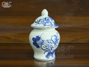 Chóe thờ men lam vẽ Sen Đại Cát, cao 17cm