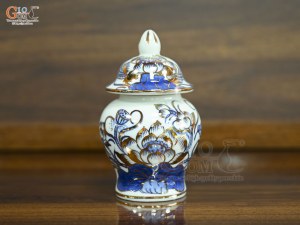 Chóe thờ men lam vẽ Sen Đại Cát vẽ vàng, cao 15cm