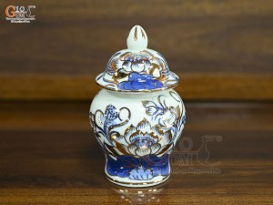 Chóe thờ men lam vẽ Sen Đại Cát vẽ vàng, cao 15cm