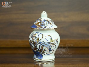 Chóe thờ men lam vẽ Sen Đại Cát vẽ vàng, cao 17cm