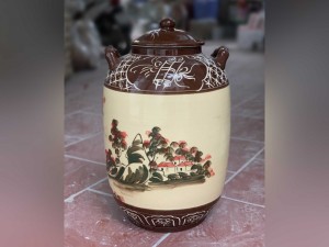Hũ gốm men màu vẽ cảnh Đám Cưới Chuột, 30kg