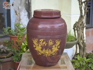 Chum gốm 2 nắp Tài Lộc, 100L