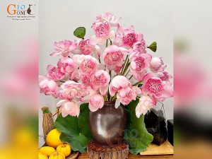 Chum gốm dáng béo màu nâu, cao 30cm