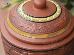 Chum gốm đất đỏ đựng gạo khắc hoa Sen Bình An, 10kg