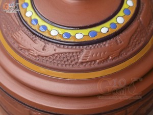 Chum gốm đất đỏ đựng gạo khắc hoa Sen Đại Cát, 10kg