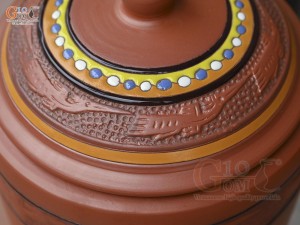 Chum gốm đất đỏ đựng gạo khắc hoa Sen Lộc, 20kg