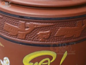 Chum gốm đất đỏ đựng gạo khắc hoa Sen Phúc Lộc, 10kg