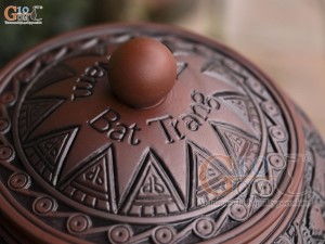 Chum gốm đựng gạo họa tiết Đông Sơn Âu Lạc nắp thấp, 30kg