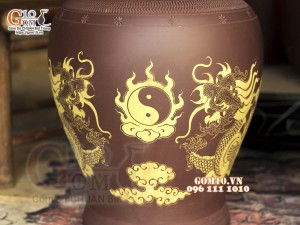 Chóe gốm đựng gạo họa tiết Rồng, 45kg