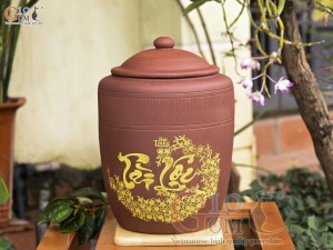 Chum gốm đựng gạo Tài Lộc, 15kg