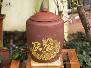 Chum gốm đựng gạo Tài Lộc, 10kg
