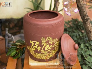 Chum gốm đựng gạo Tài Lộc, 15kg
