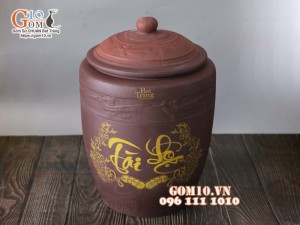 Chum gốm đựng gạo Tài Lộc, 10kg
