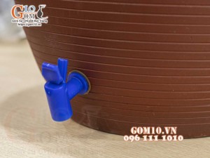 Chum gốm ngâm rượu dáng vai vuông họa tiết Đông Sơn Âu Lạc, 35 Lít (Có vòi)