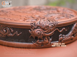 Chum gốm ngâm rượu đắp nổi Cá Chép Vượt Ngũ Môn cao cấp, 100 lít