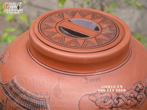 Chum gốm ngâm rượu đắp nổi Cá Chép Vượt Ngũ Môn cao cấp, 100 lít