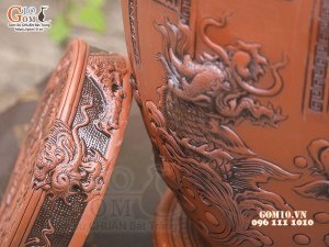 Chum gốm ngâm rượu đắp nổi Cá Chép Vượt Ngũ Môn cao cấp, 100 lít