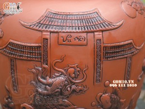 Chum gốm ngâm rượu đắp nổi Cá Chép Vượt Ngũ Môn cao cấp, 100 lít