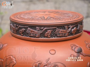 Chum gốm ngâm rượu đắp nổi Liên Hoa Ngư cao cấp, 150 lít